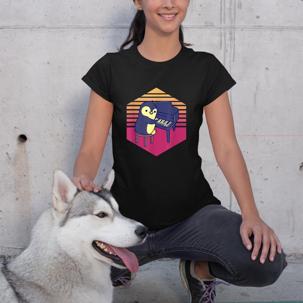 Penguin Playing Piano Vintage T-Shirt