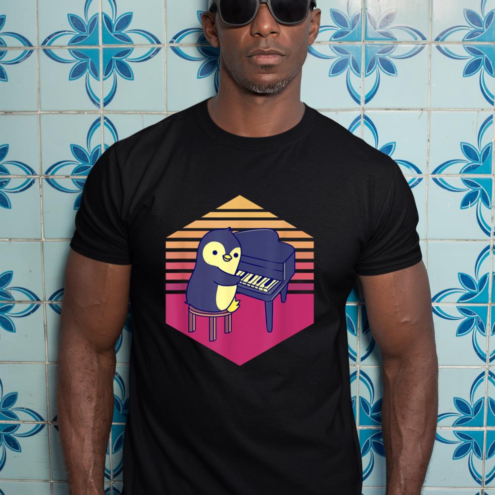 Penguin Playing Piano Vintage T-Shirt