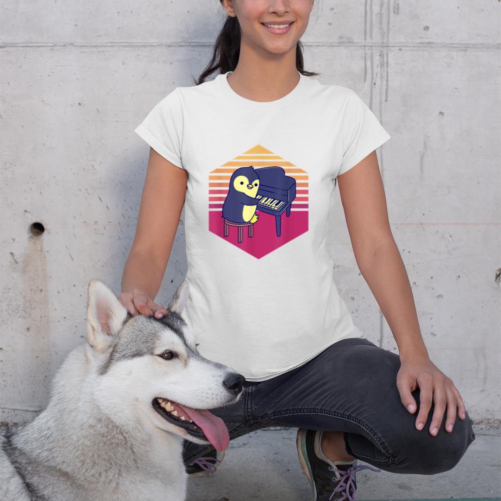Penguin Playing Piano Vintage T-Shirt