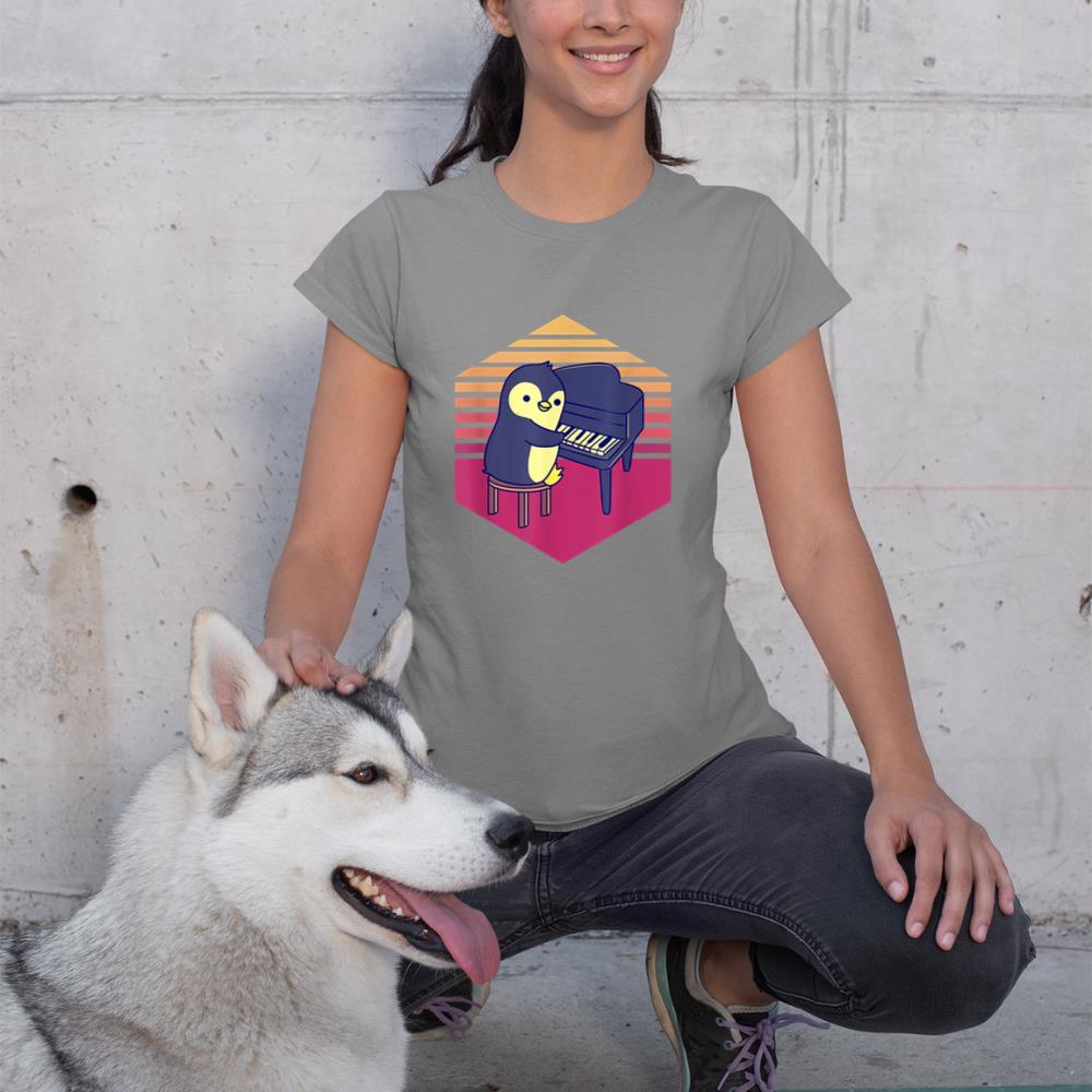 Penguin Playing Piano Vintage T-Shirt