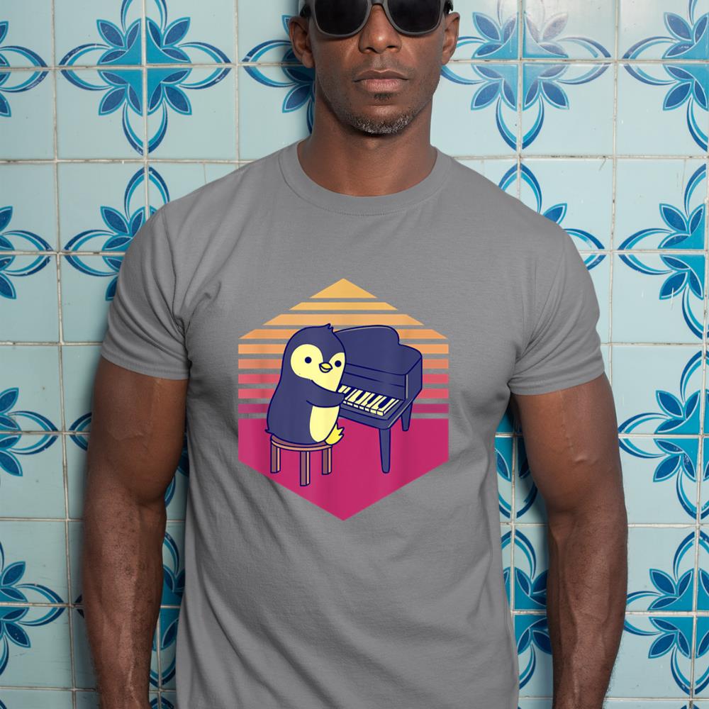Penguin Playing Piano Vintage T-Shirt