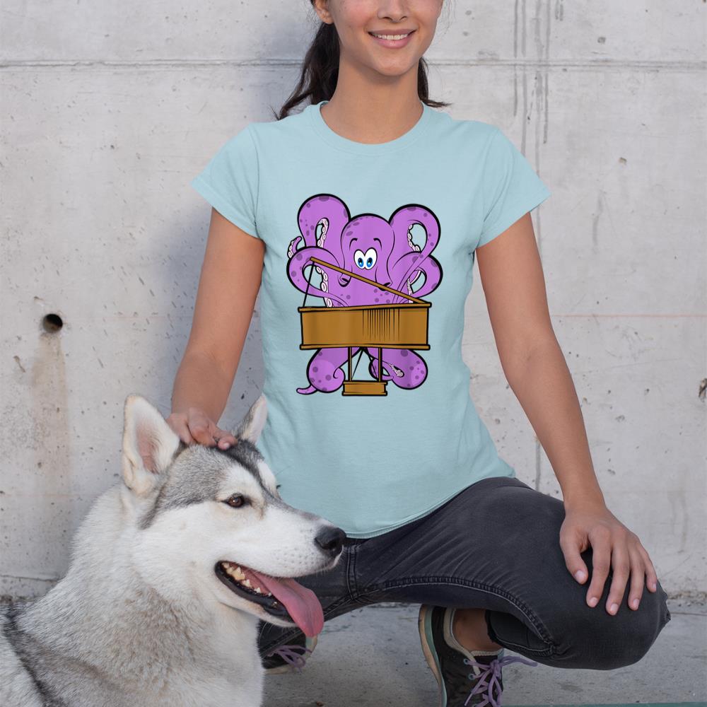 Pianist Octopus Playing Piano Cute Sea Animal Piano T-Shirt