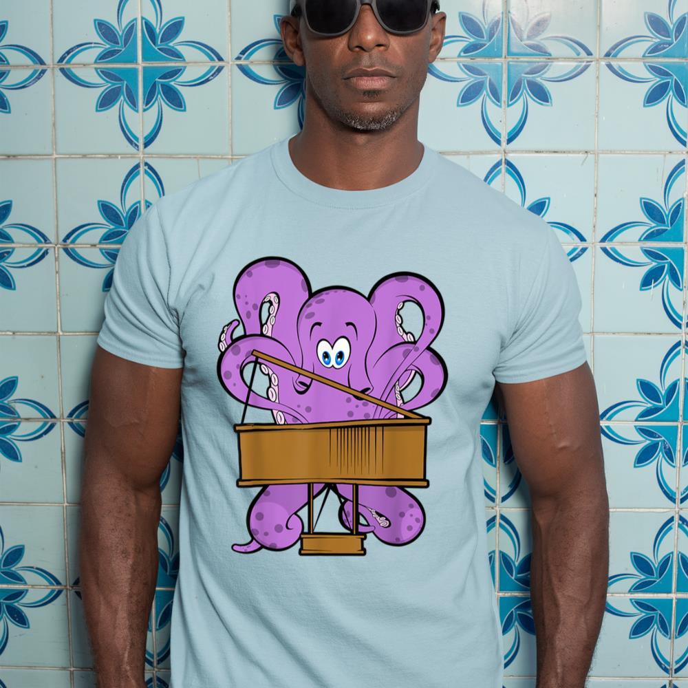 Pianist Octopus Playing Piano Cute Sea Animal Piano T-Shirt