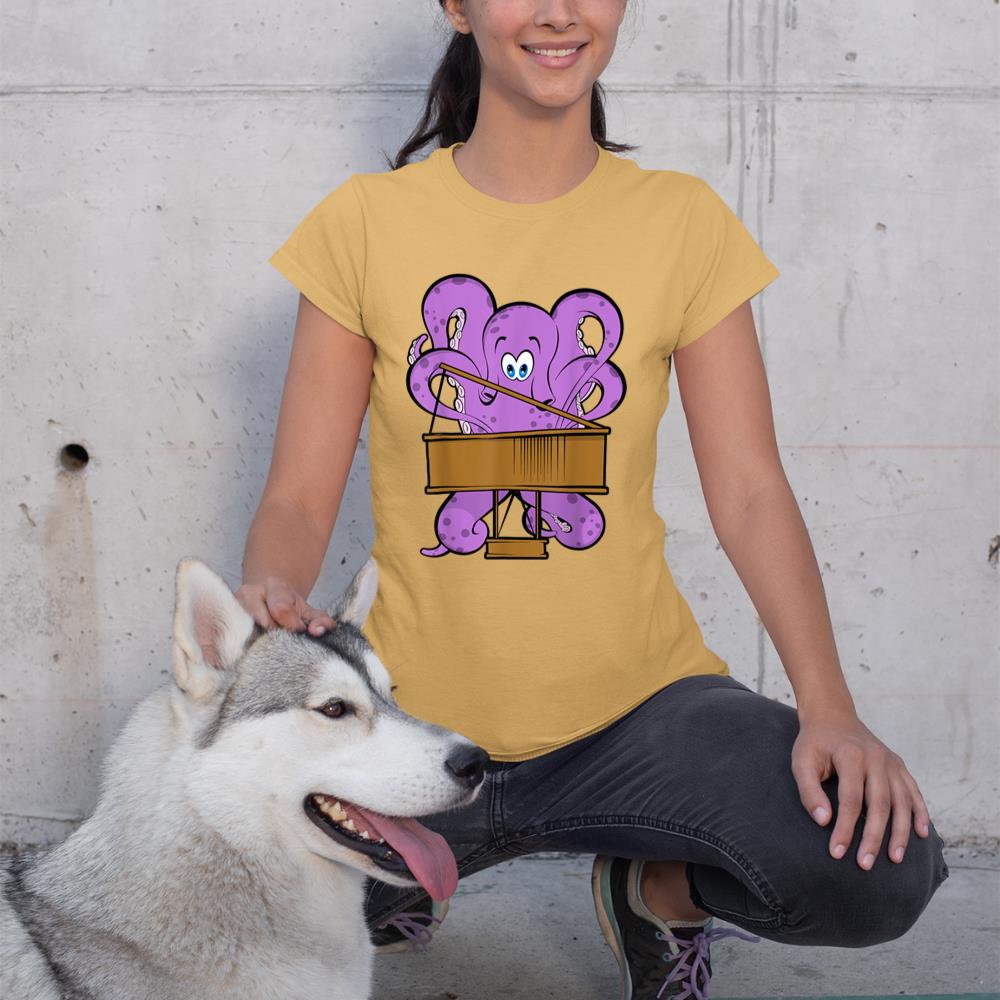 Pianist Octopus Playing Piano Cute Sea Animal Piano T-Shirt