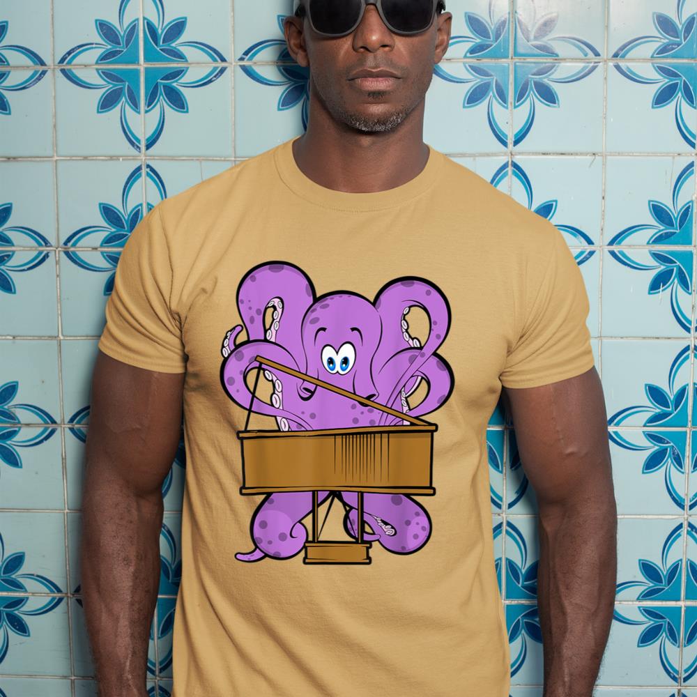 Pianist Octopus Playing Piano Cute Sea Animal Piano T-Shirt