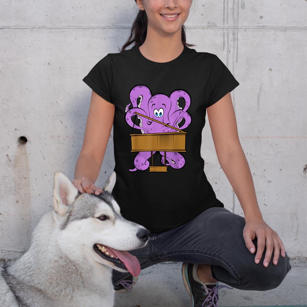 Pianist Octopus Playing Piano Cute Sea Animal Piano T-Shirt