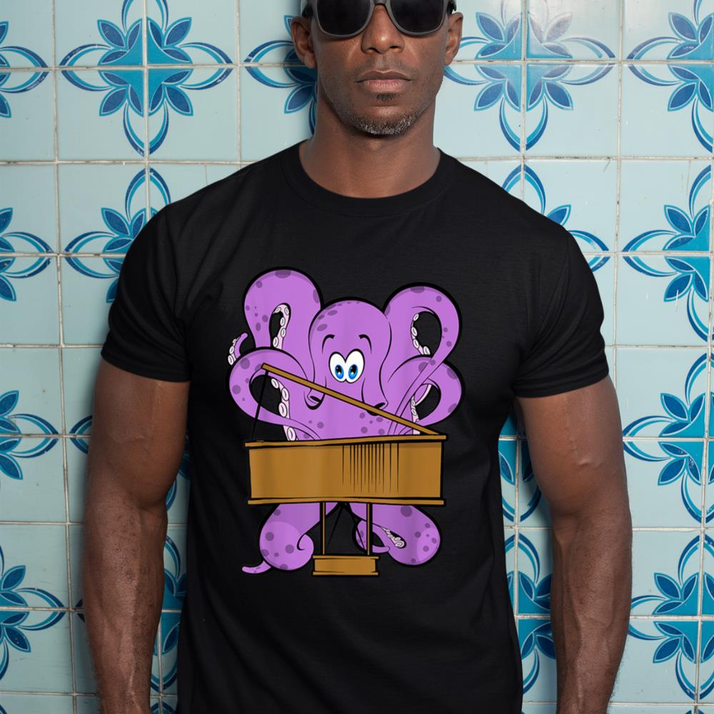 Pianist Octopus Playing Piano Cute Sea Animal Piano T-Shirt