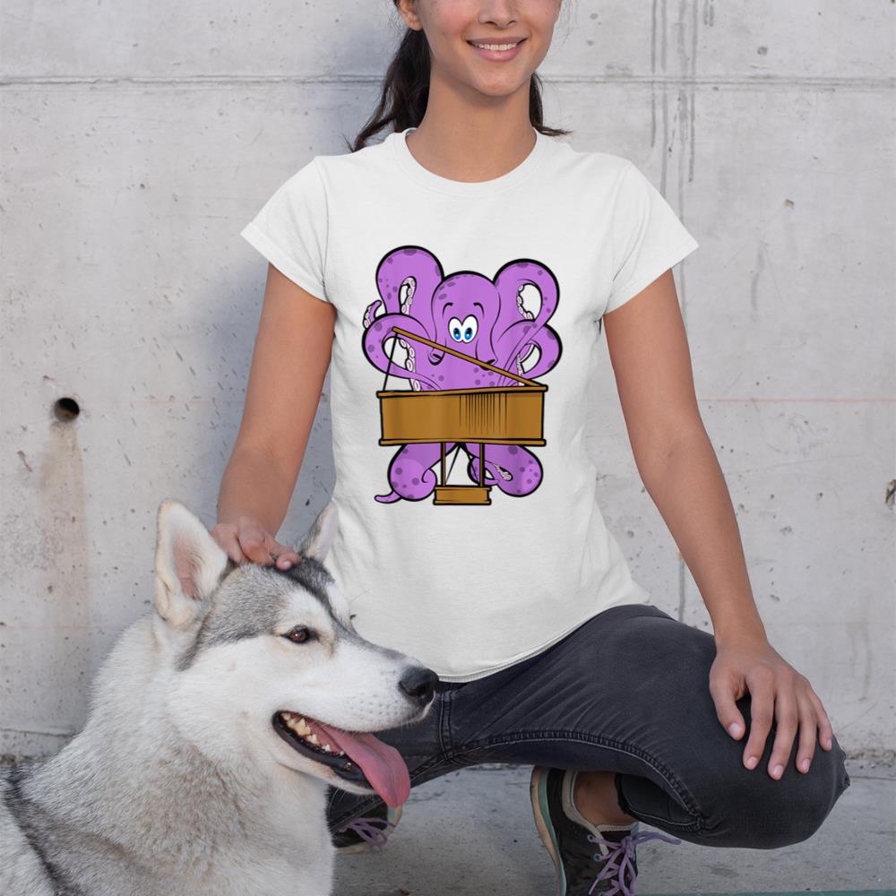 Pianist Octopus Playing Piano Cute Sea Animal Piano T-Shirt