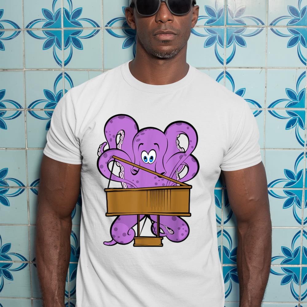 Pianist Octopus Playing Piano Cute Sea Animal Piano T-Shirt