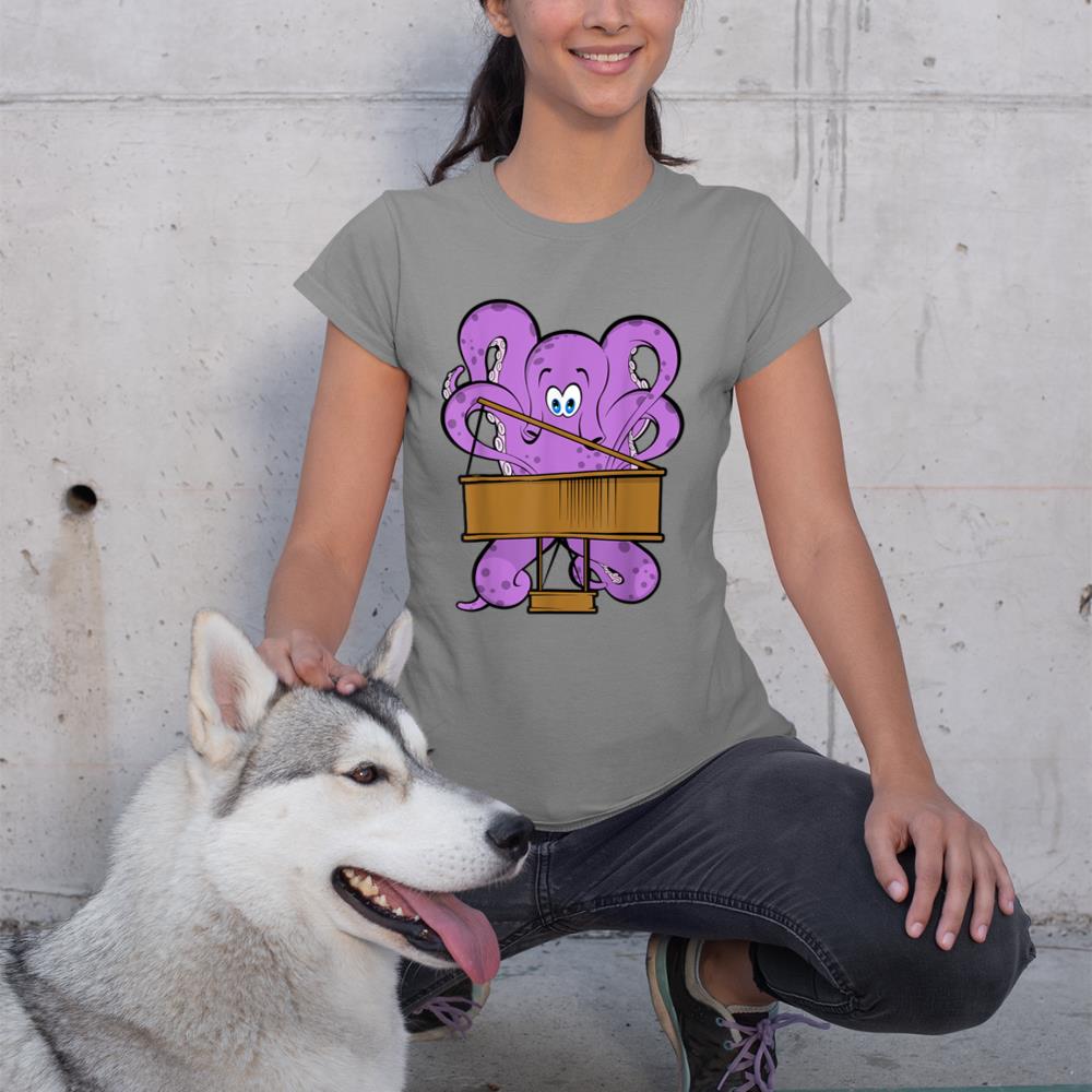 Pianist Octopus Playing Piano Cute Sea Animal Piano T-Shirt
