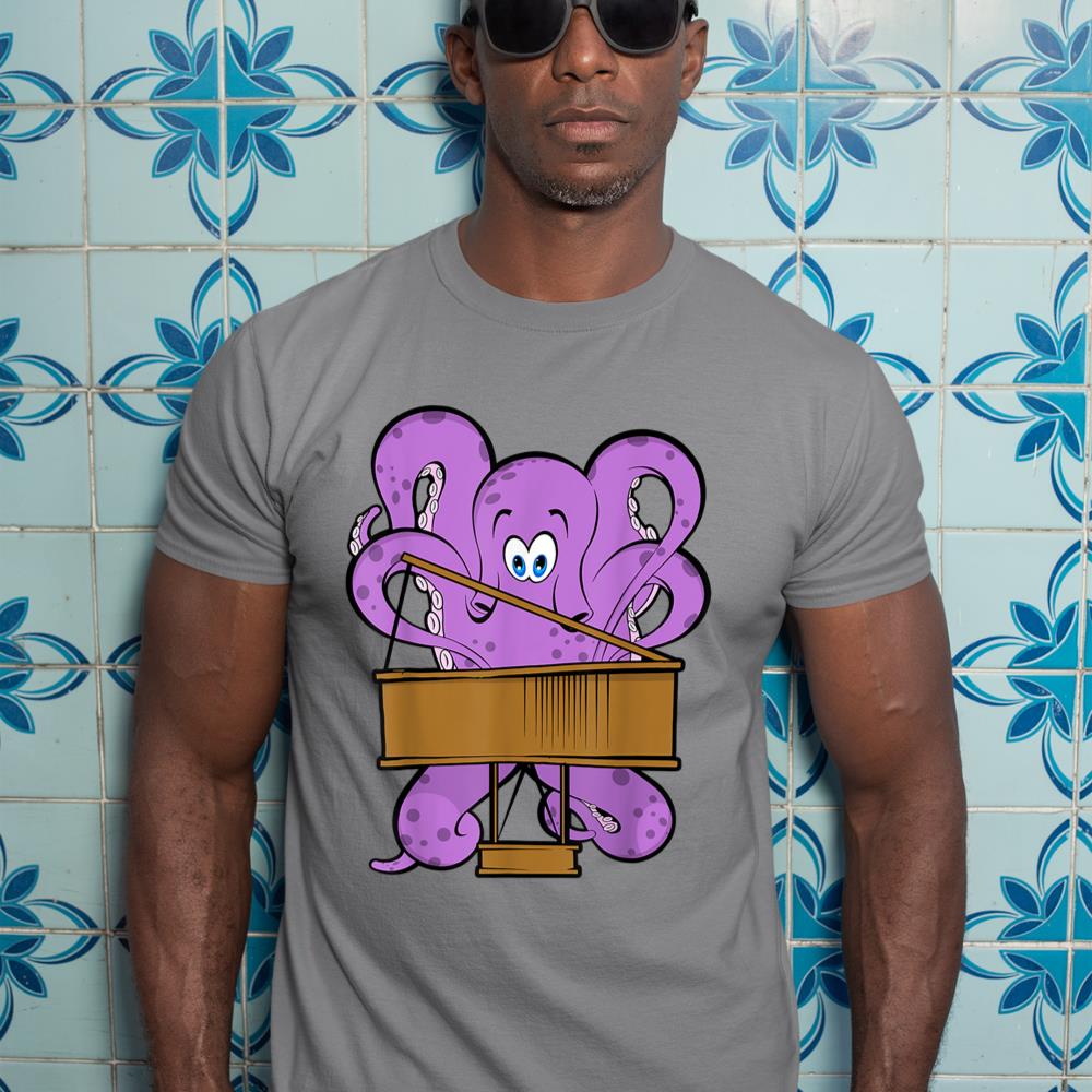 Pianist Octopus Playing Piano Cute Sea Animal Piano T-Shirt
