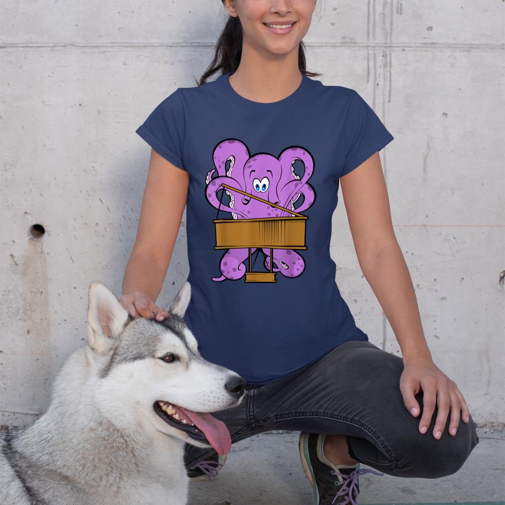 Pianist Octopus Playing Piano Cute Sea Animal Piano T-Shirt