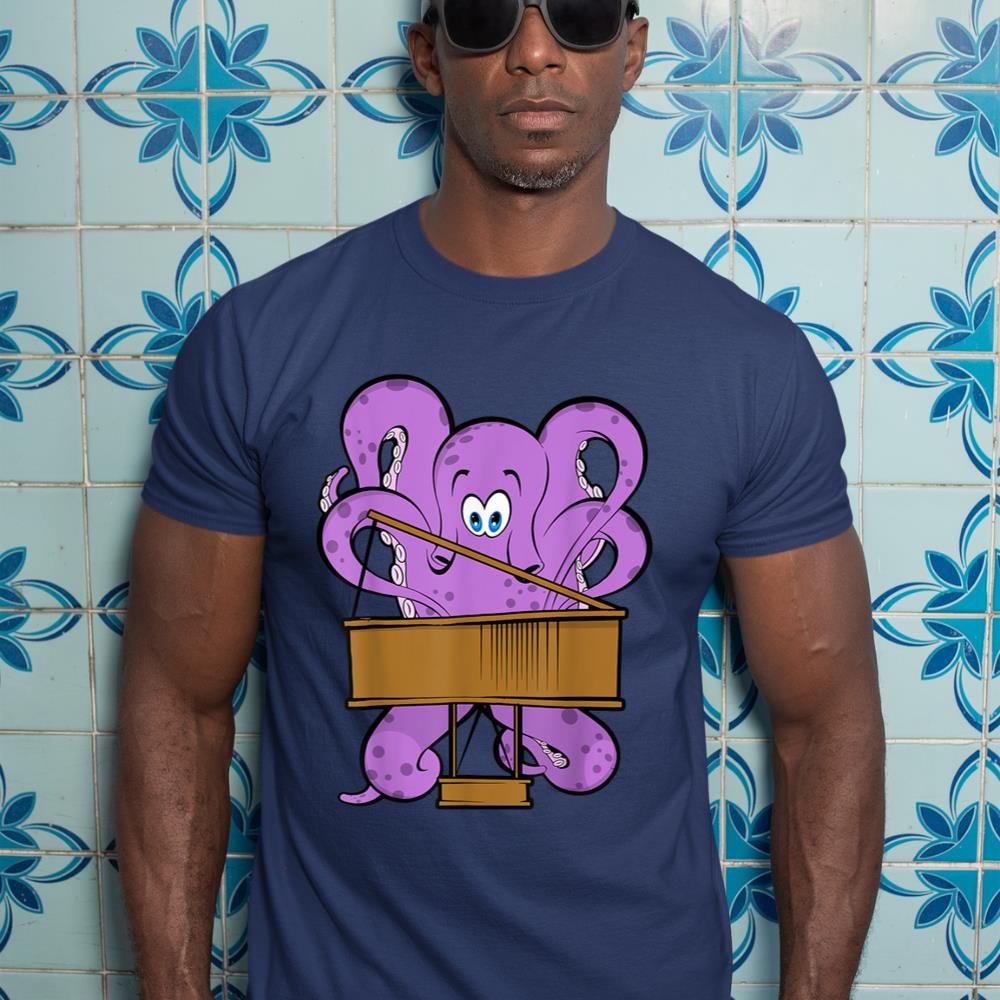 Pianist Octopus Playing Piano Cute Sea Animal Piano T-Shirt