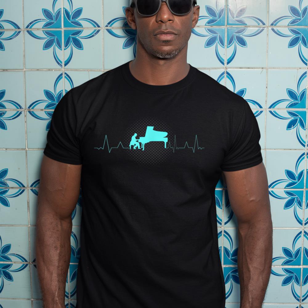 Pianist Piano Heartbeat Piano Wings Grand Piano T-Shirt