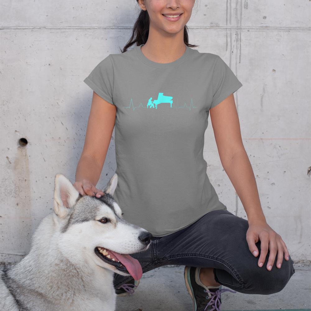 Pianist Piano Heartbeat Piano Wings Grand Piano T-Shirt