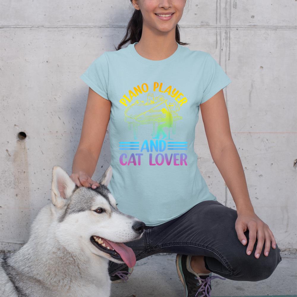 Piano Player And Cat Lover - Keyboardist Playing Piano Music T-Shirt