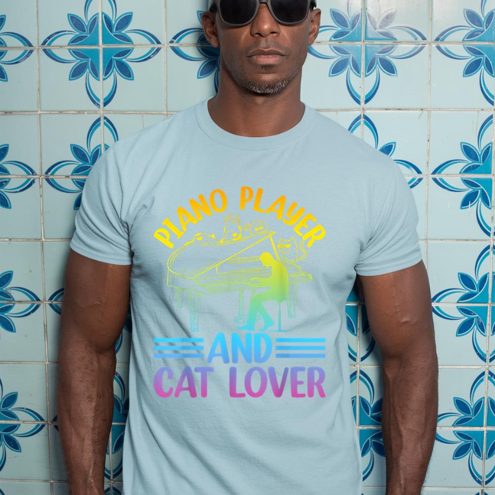 Piano Player And Cat Lover - Keyboardist Playing Piano Music T-Shirt