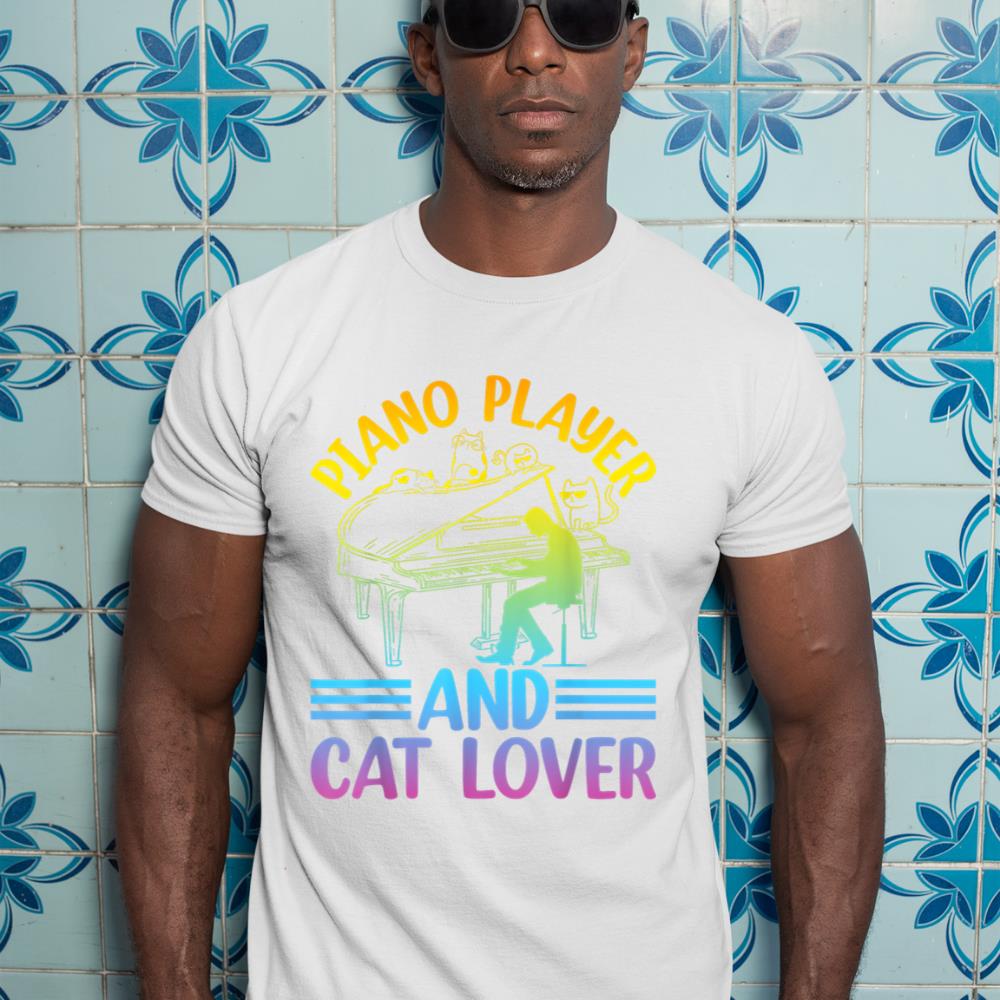 Piano Player And Cat Lover - Keyboardist Playing Piano Music T-Shirt