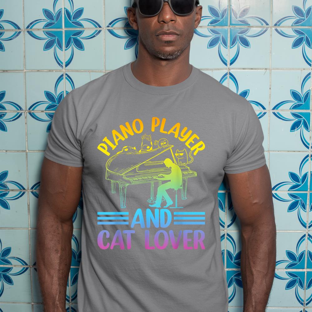 Piano Player And Cat Lover - Keyboardist Playing Piano Music T-Shirt
