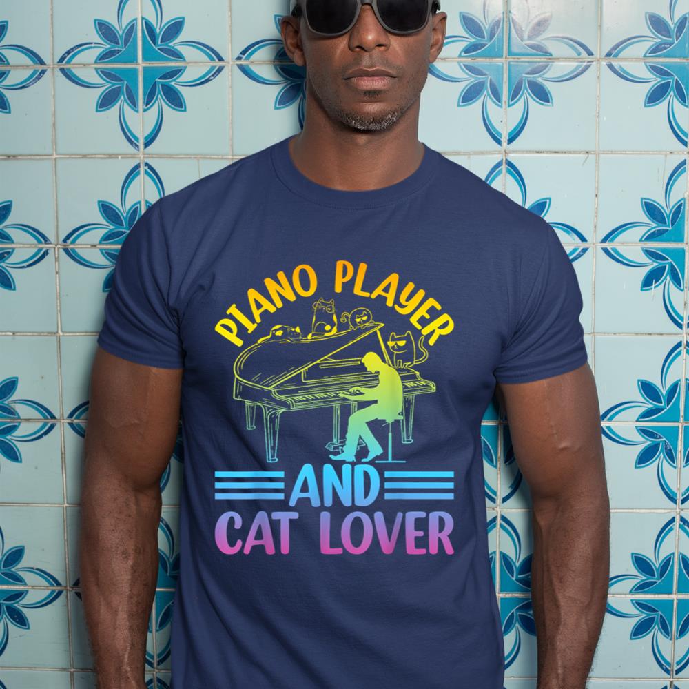 Piano Player And Cat Lover - Keyboardist Playing Piano Music T-Shirt