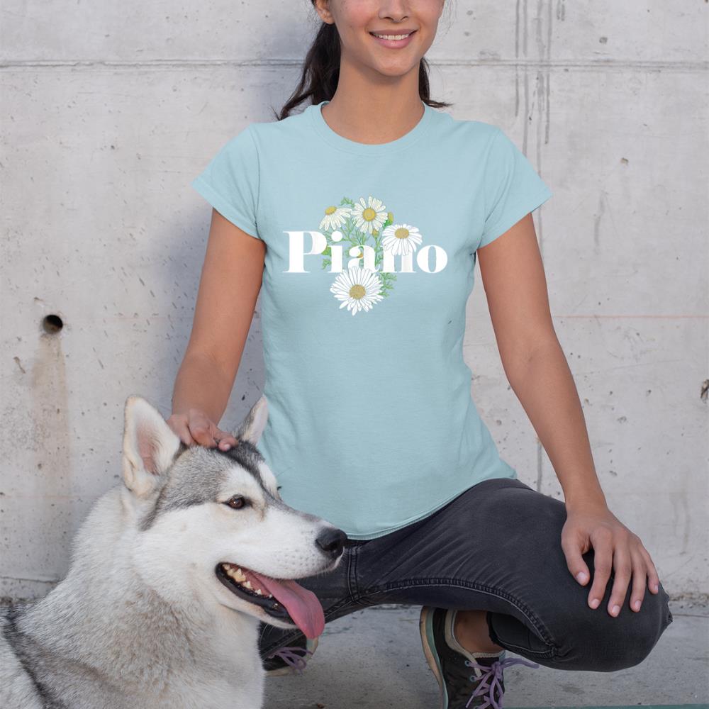 Piano Teacher Pianist Floral Flower Piano T-Shirt