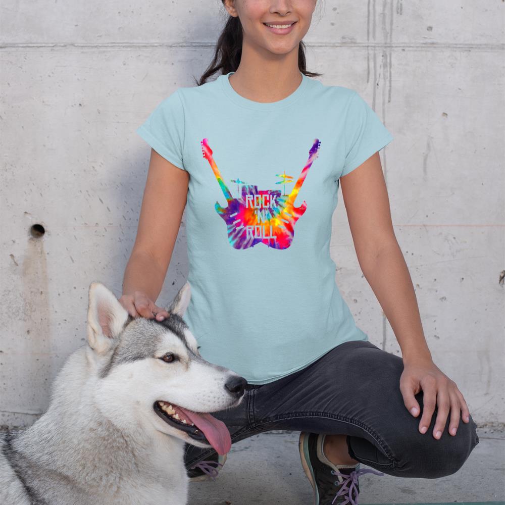 Rock N Roll Music Band Tie Dye Guitar Player Drummer T-Shirt