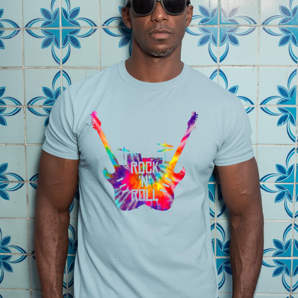 Rock N Roll Music Band Tie Dye Guitar Player Drummer T-Shirt