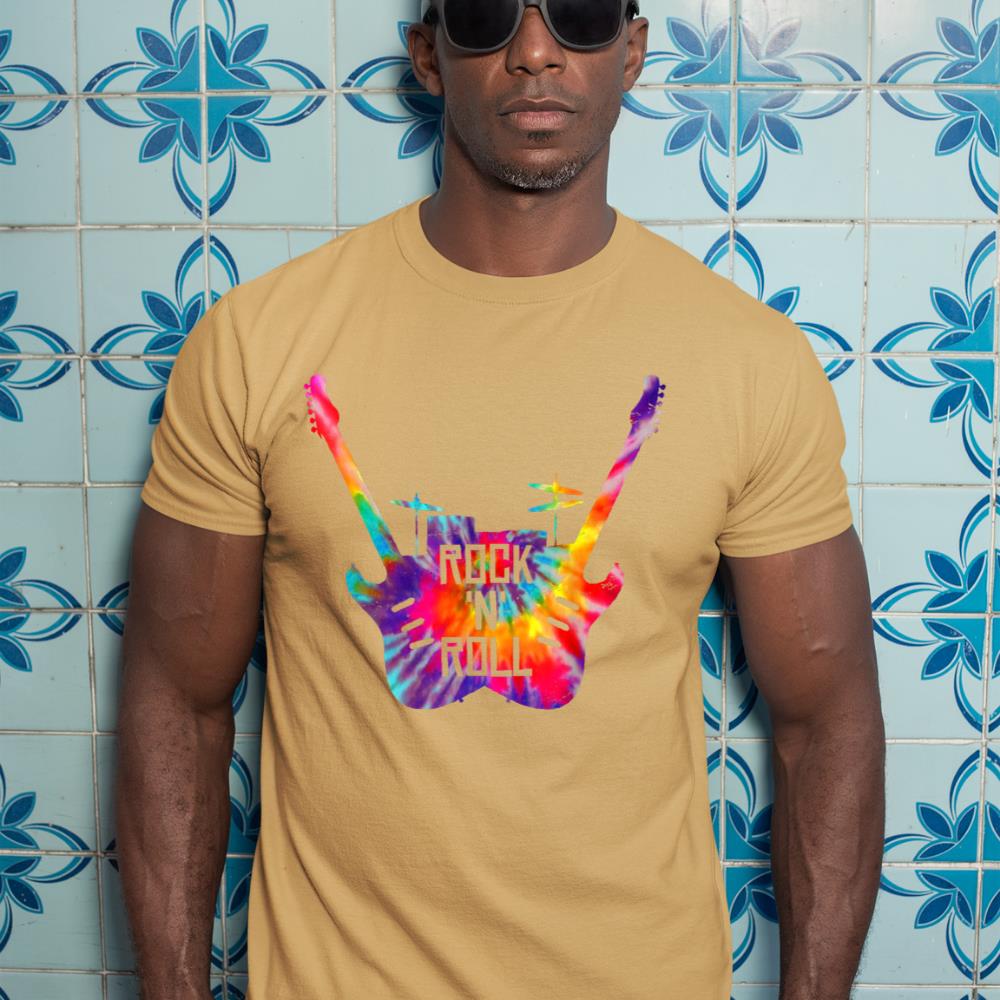 Rock N Roll Music Band Tie Dye Guitar Player Drummer T-Shirt