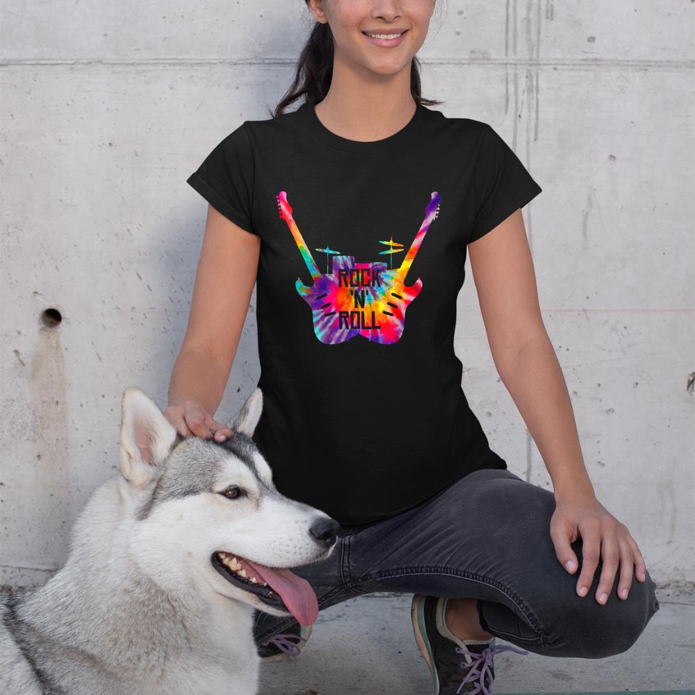 Rock N Roll Music Band Tie Dye Guitar Player Drummer T-Shirt