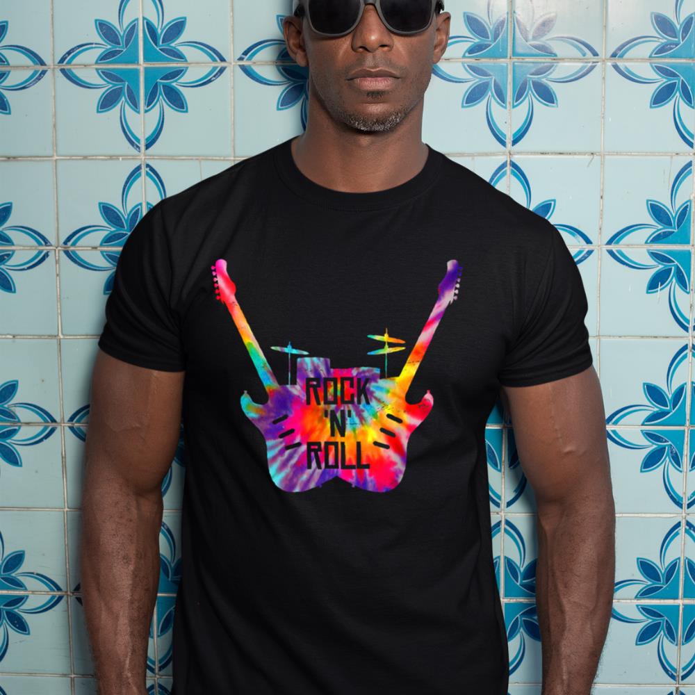 Rock N Roll Music Band Tie Dye Guitar Player Drummer T-Shirt