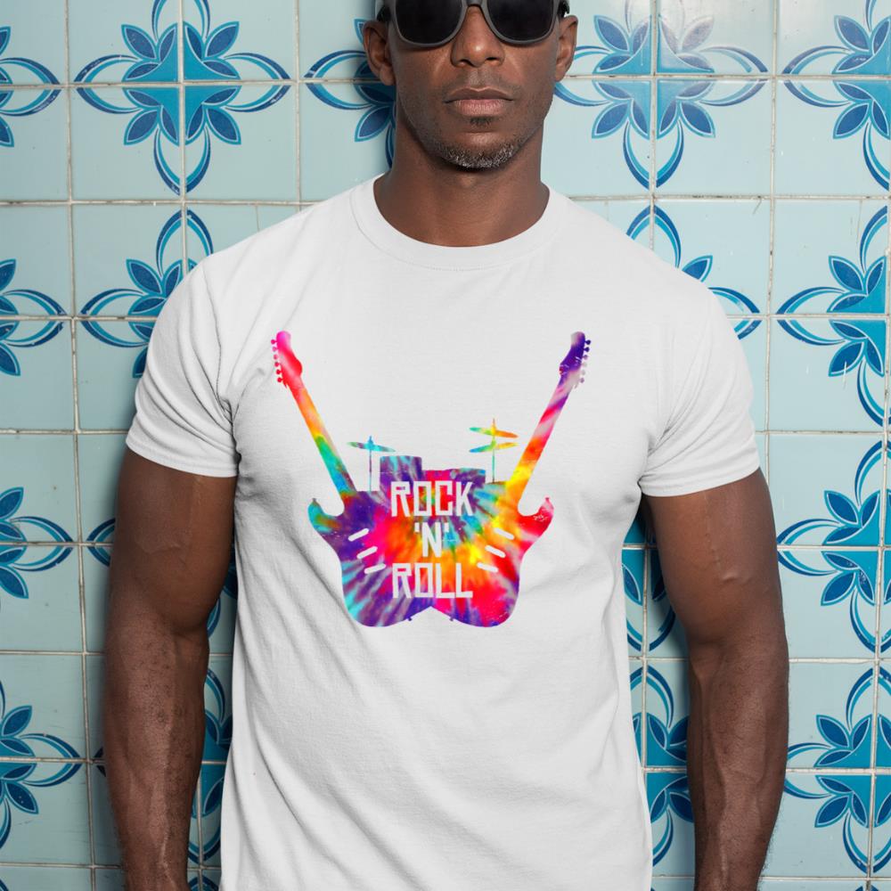 Rock N Roll Music Band Tie Dye Guitar Player Drummer T-Shirt