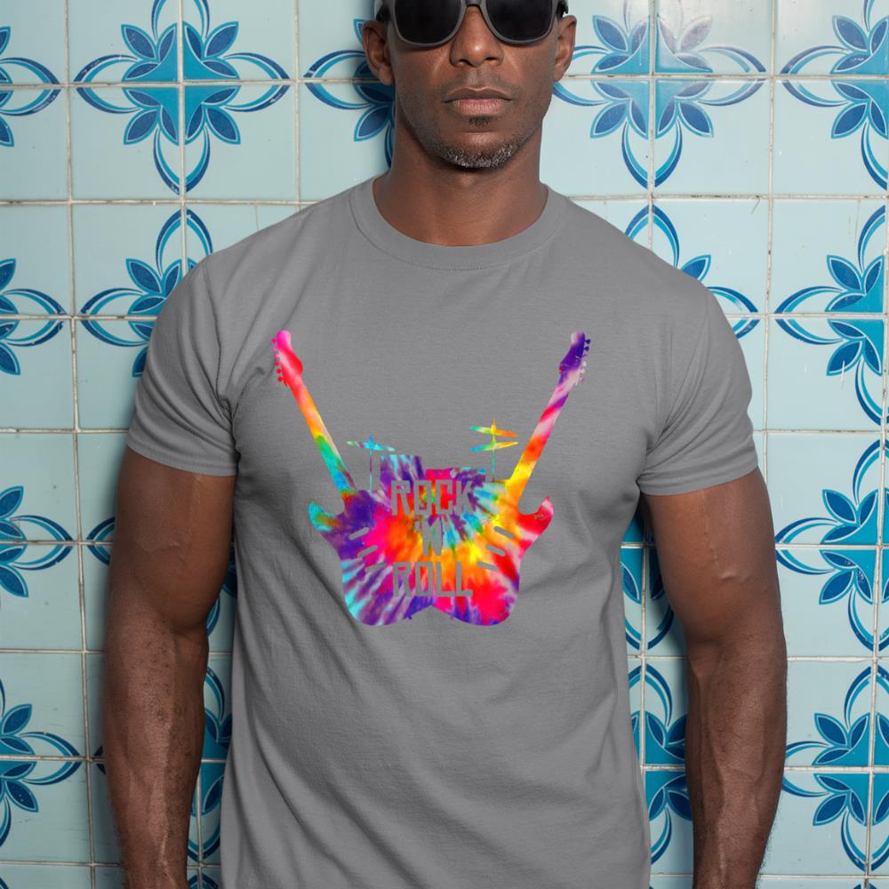 Rock N Roll Music Band Tie Dye Guitar Player Drummer T-Shirt