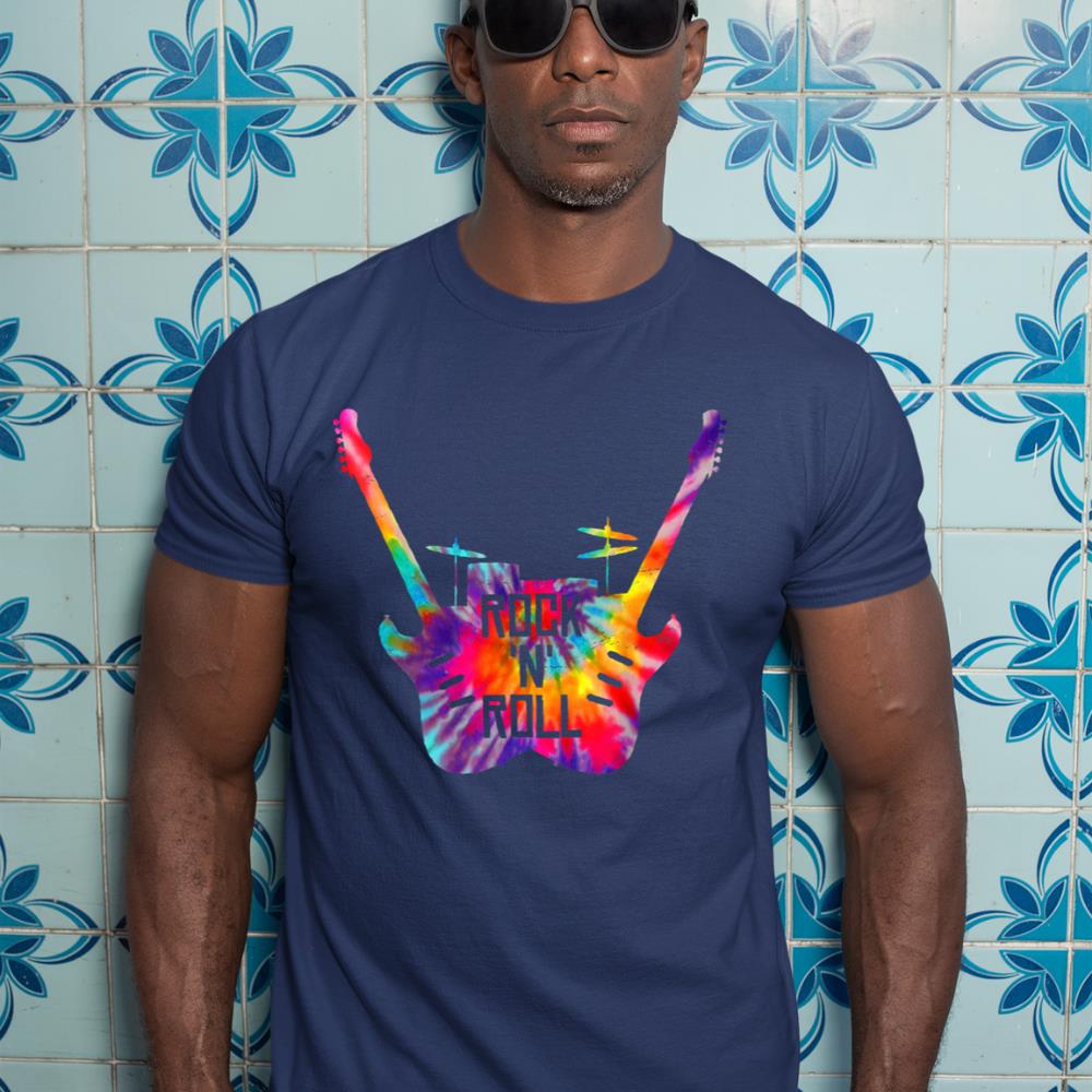 Rock N Roll Music Band Tie Dye Guitar Player Drummer T-Shirt