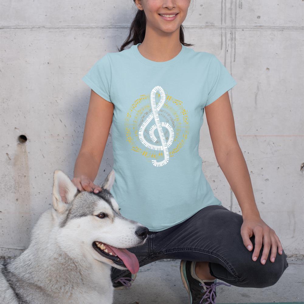 Treble Clef Music Notes Piano T-Shirt