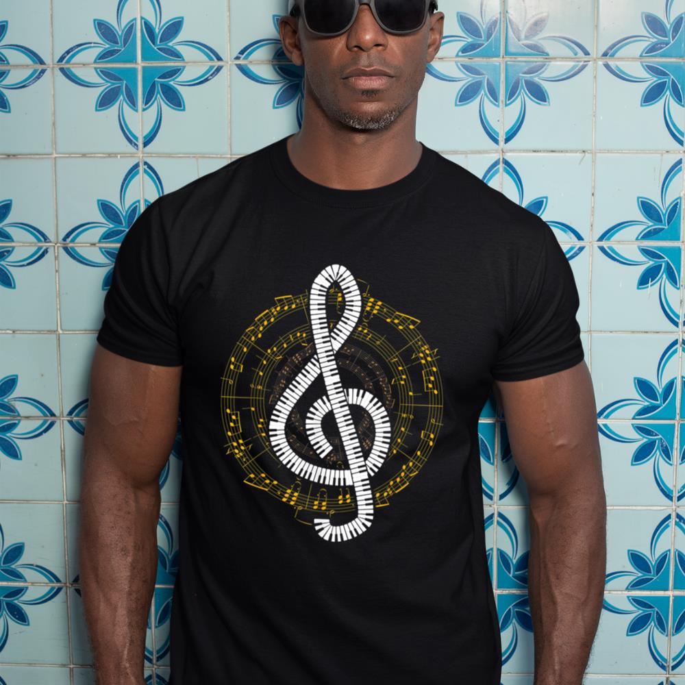 Treble Clef Music Notes Piano T-Shirt