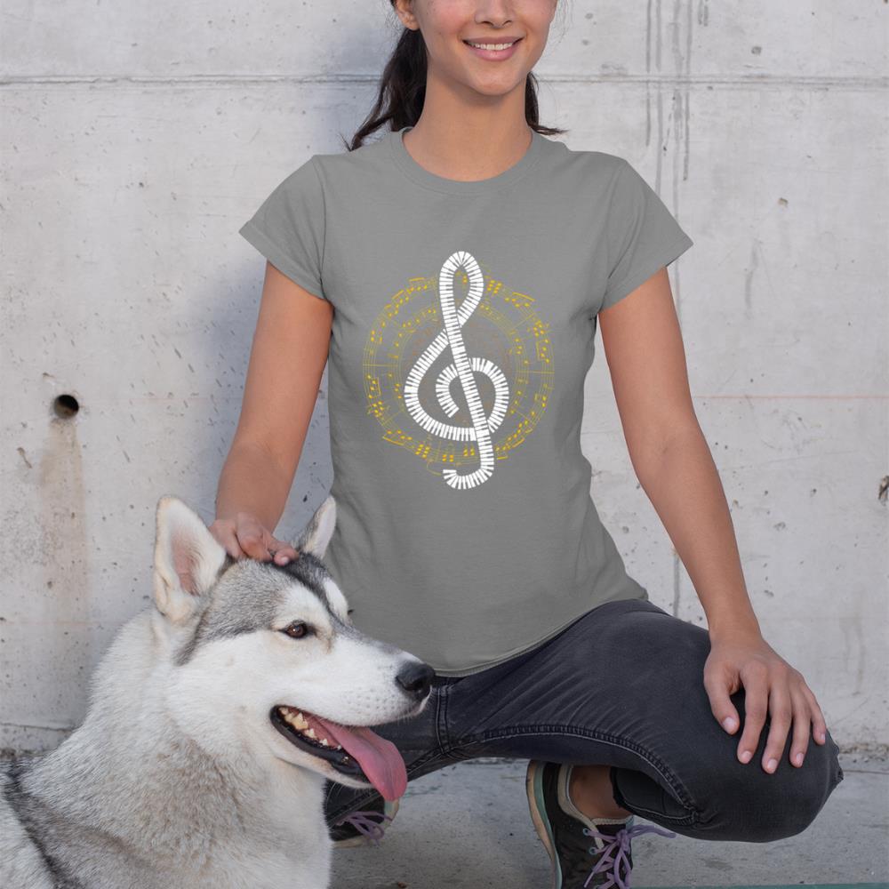 Treble Clef Music Notes Piano T-Shirt