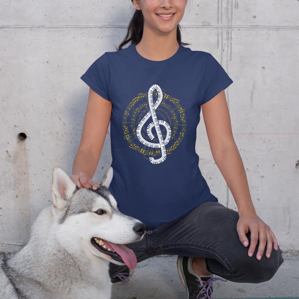 Treble Clef Music Notes Piano T-Shirt