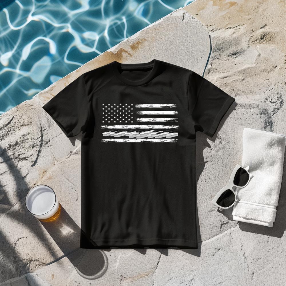 US Flag Classical Musician Piano Keyboard Pianist Piano T-Shirt