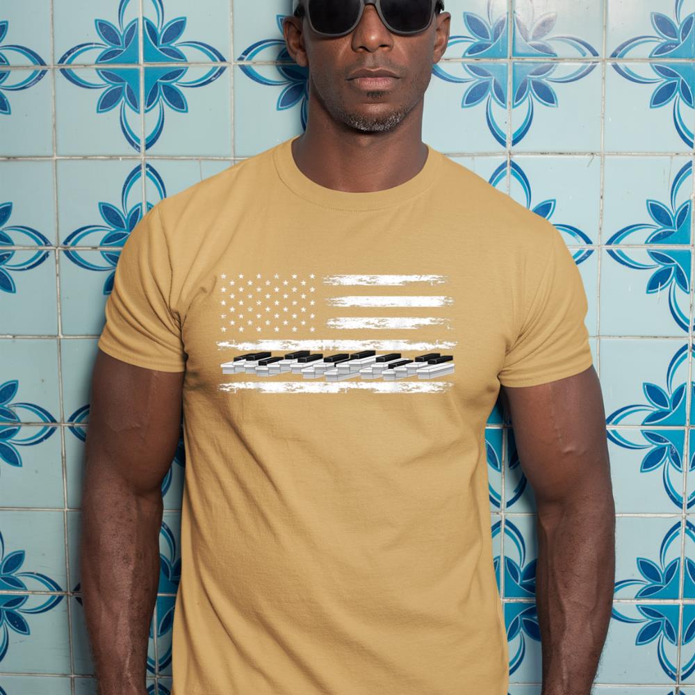 US Flag Classical Musician Piano Keyboard Pianist Piano T-Shirt