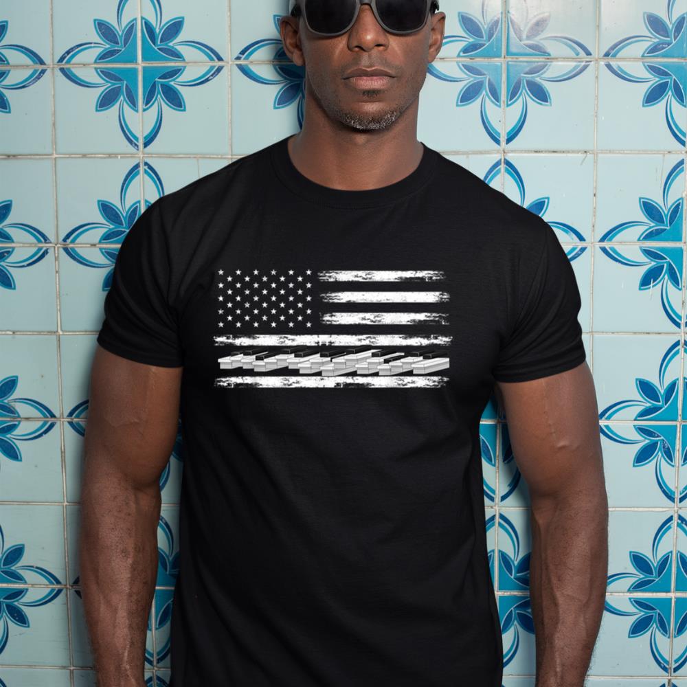 US Flag Classical Musician Piano Keyboard Pianist Piano T-Shirt
