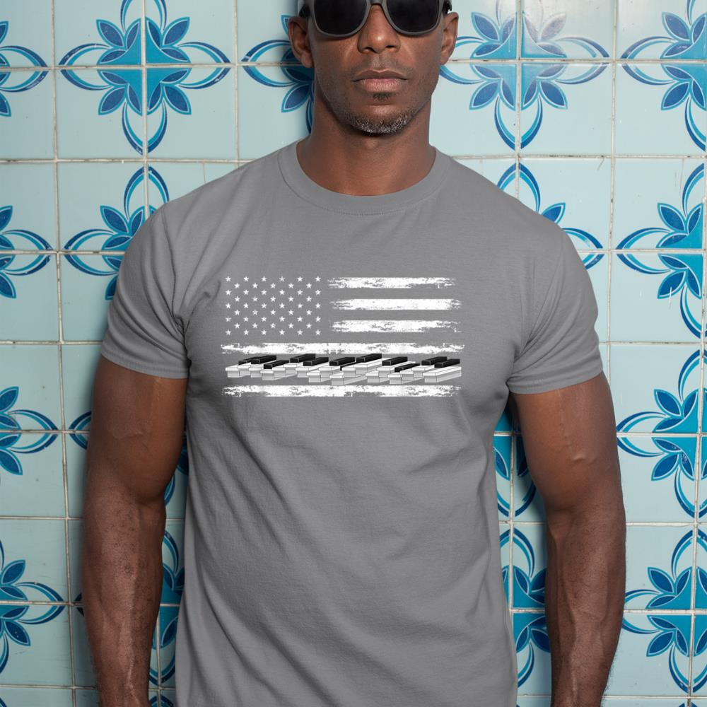 US Flag Classical Musician Piano Keyboard Pianist Piano T-Shirt