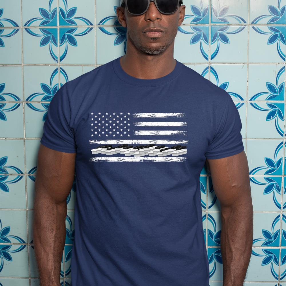 US Flag Classical Musician Piano Keyboard Pianist Piano T-Shirt
