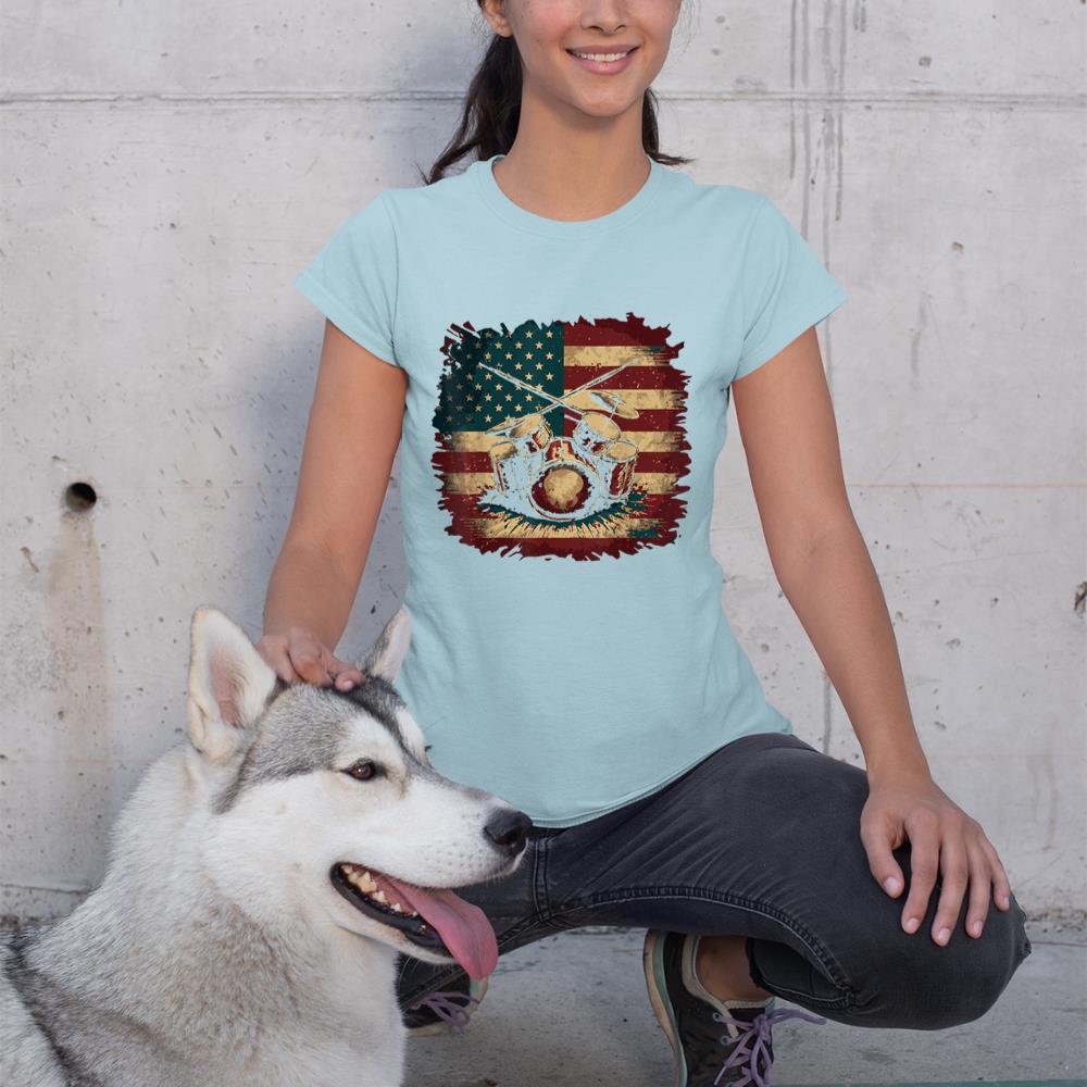 USA Drumsticks Drums American Flag Drummer Drum T-Shirt