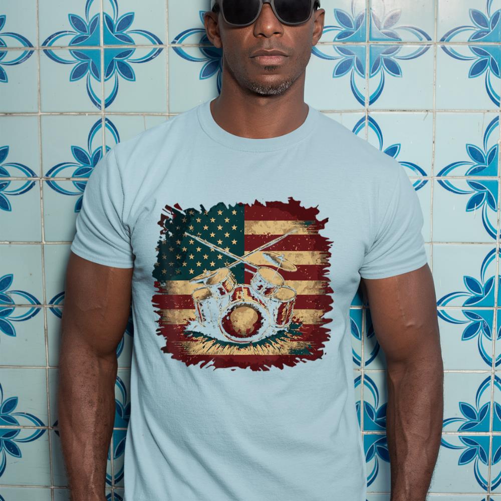 USA Drumsticks Drums American Flag Drummer Drum T-Shirt