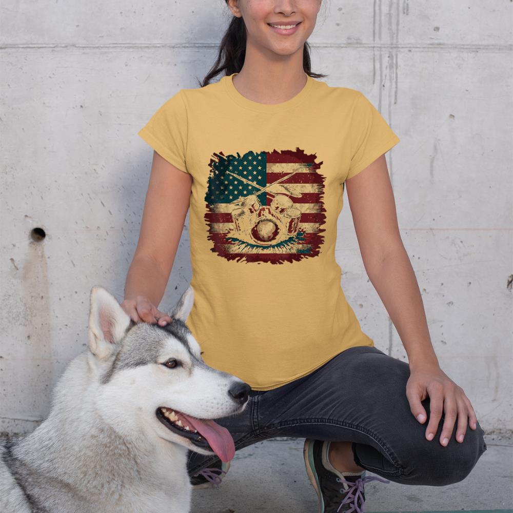 USA Drumsticks Drums American Flag Drummer Drum T-Shirt