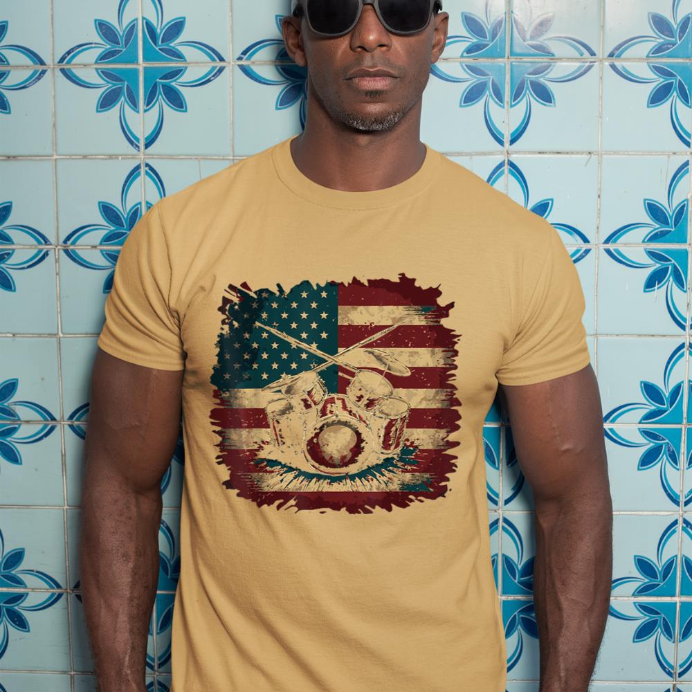 USA Drumsticks Drums American Flag Drummer Drum T-Shirt