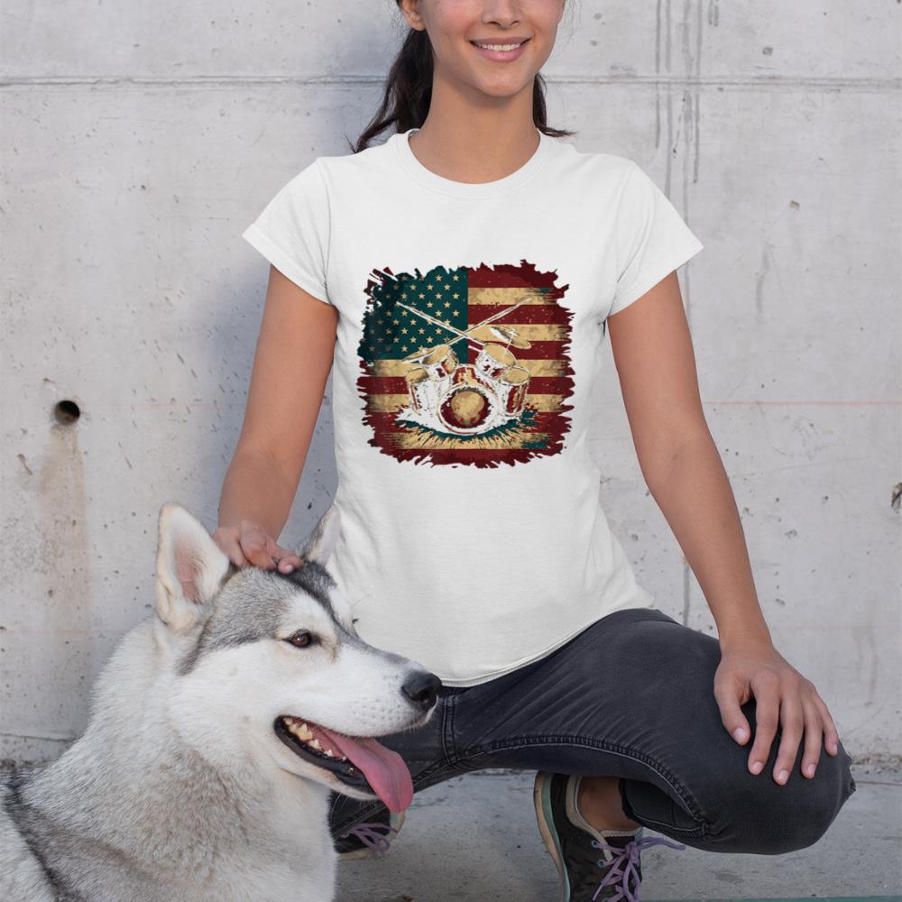 USA Drumsticks Drums American Flag Drummer Drum T-Shirt
