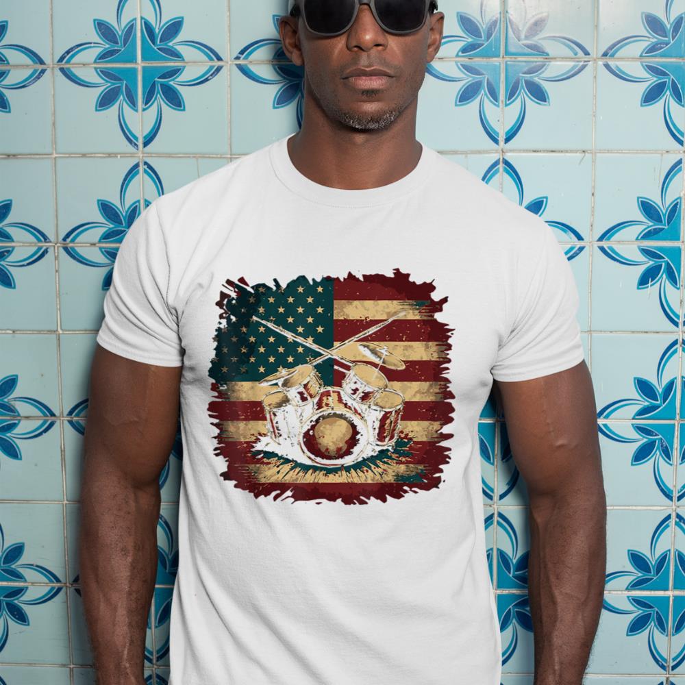 USA Drumsticks Drums American Flag Drummer Drum T-Shirt