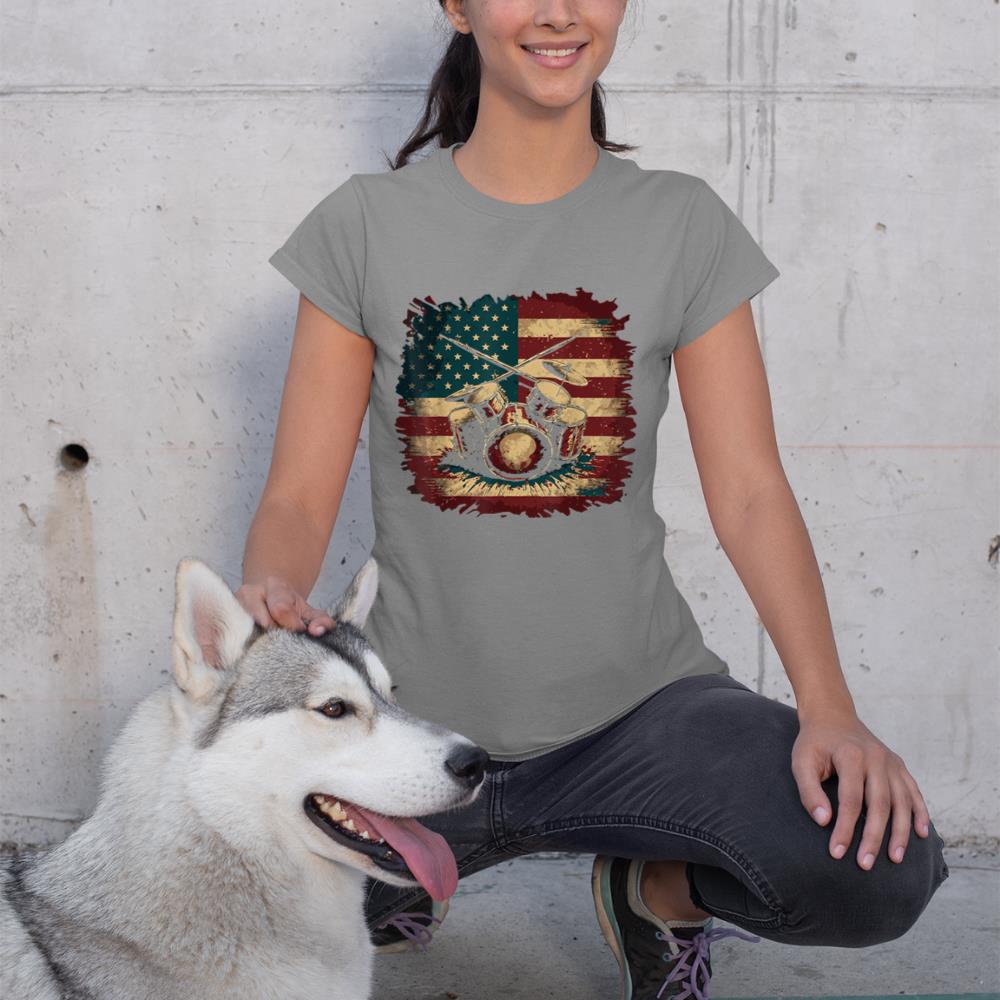 USA Drumsticks Drums American Flag Drummer Drum T-Shirt