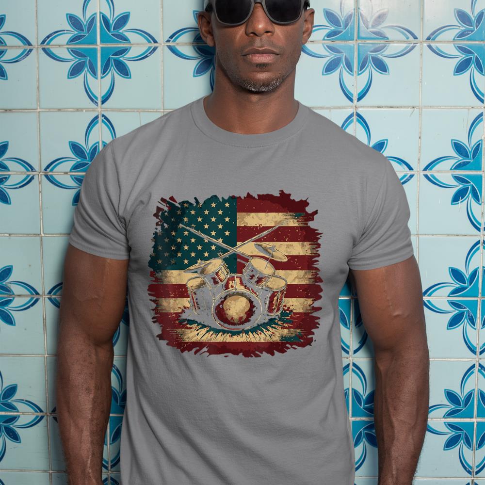 USA Drumsticks Drums American Flag Drummer Drum T-Shirt